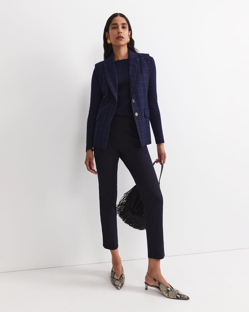 Felicity Flat Front Slim Pant in NAVY