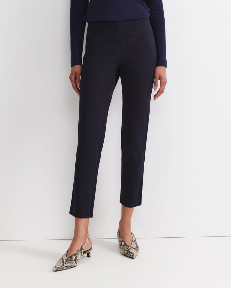 Felicity Flat Front Slim Pant in NAVY