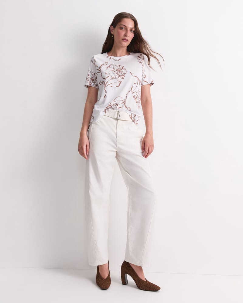 Franka Mercerised Cotton Tee in MOCHA/WHITE