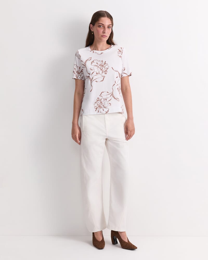 Franka Mercerised Cotton Tee in MOCHA/WHITE
