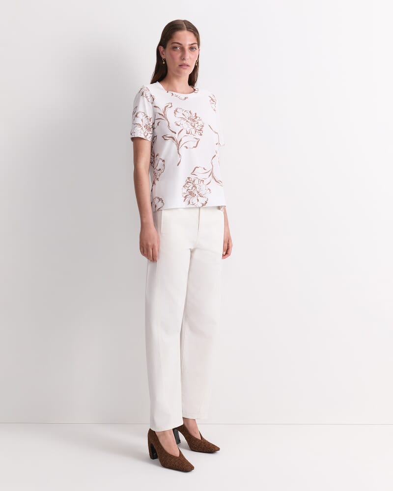 Franka Mercerised Cotton Tee in MOCHA/WHITE