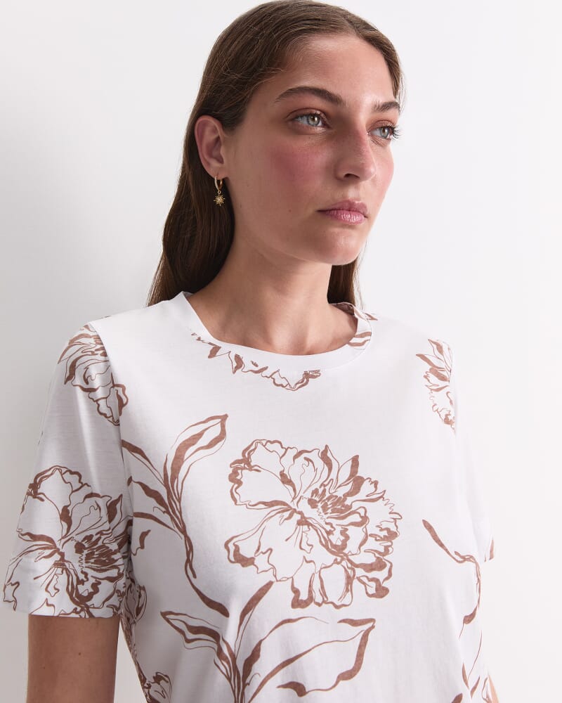 Franka Mercerised Cotton Tee in MOCHA/WHITE