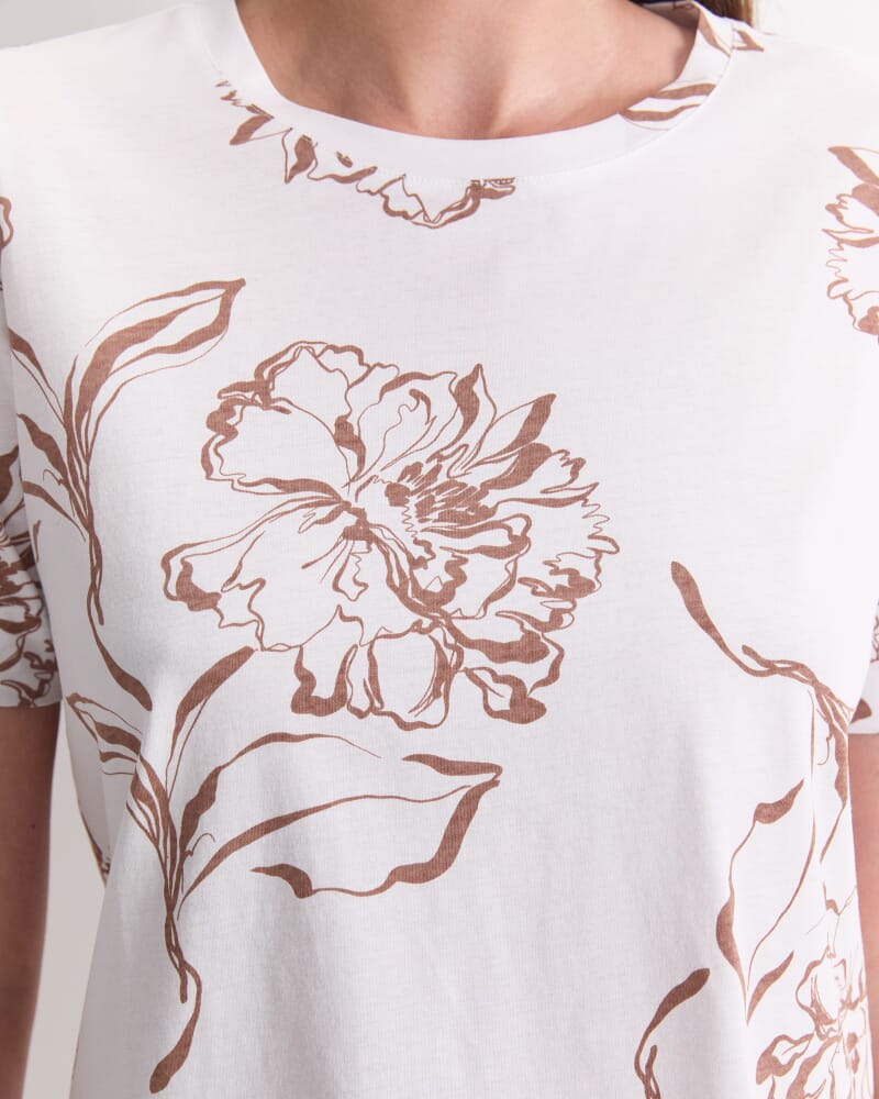 Franka Mercerised Cotton Tee in MOCHA/WHITE