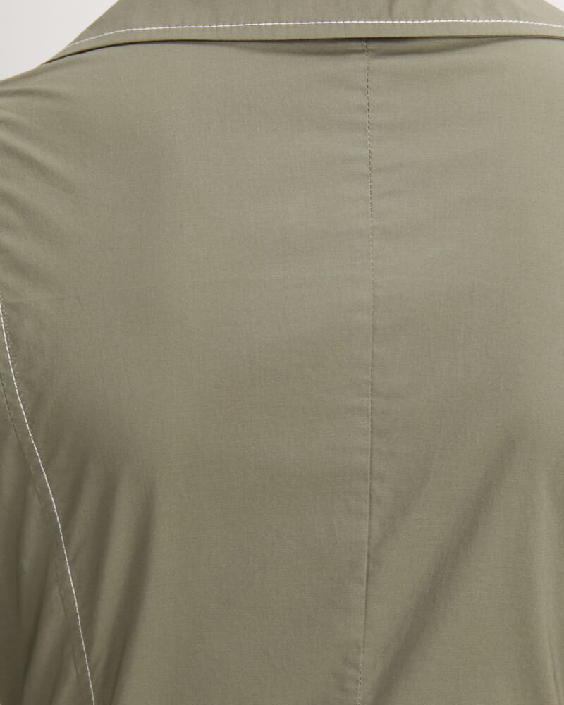 Shiloh Wrap Midi Dress in KHAKI/WHITE