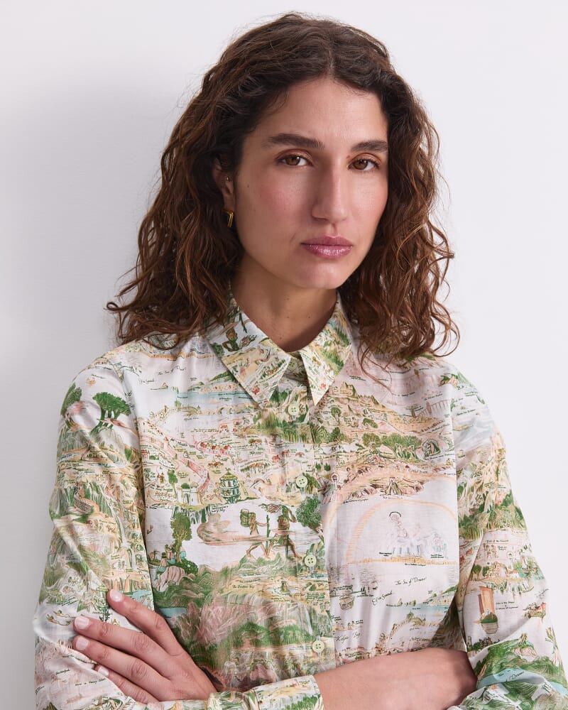 Story Map Liberty Shirt in GREEN MULTI