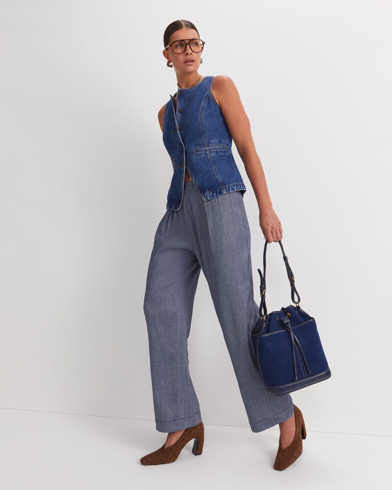 Rosa Straight Linen Pant in INDIGO