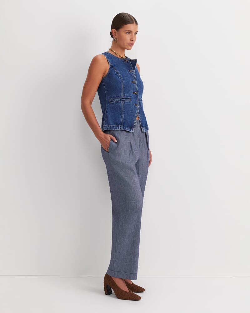 Rosa Straight Linen Pant in INDIGO