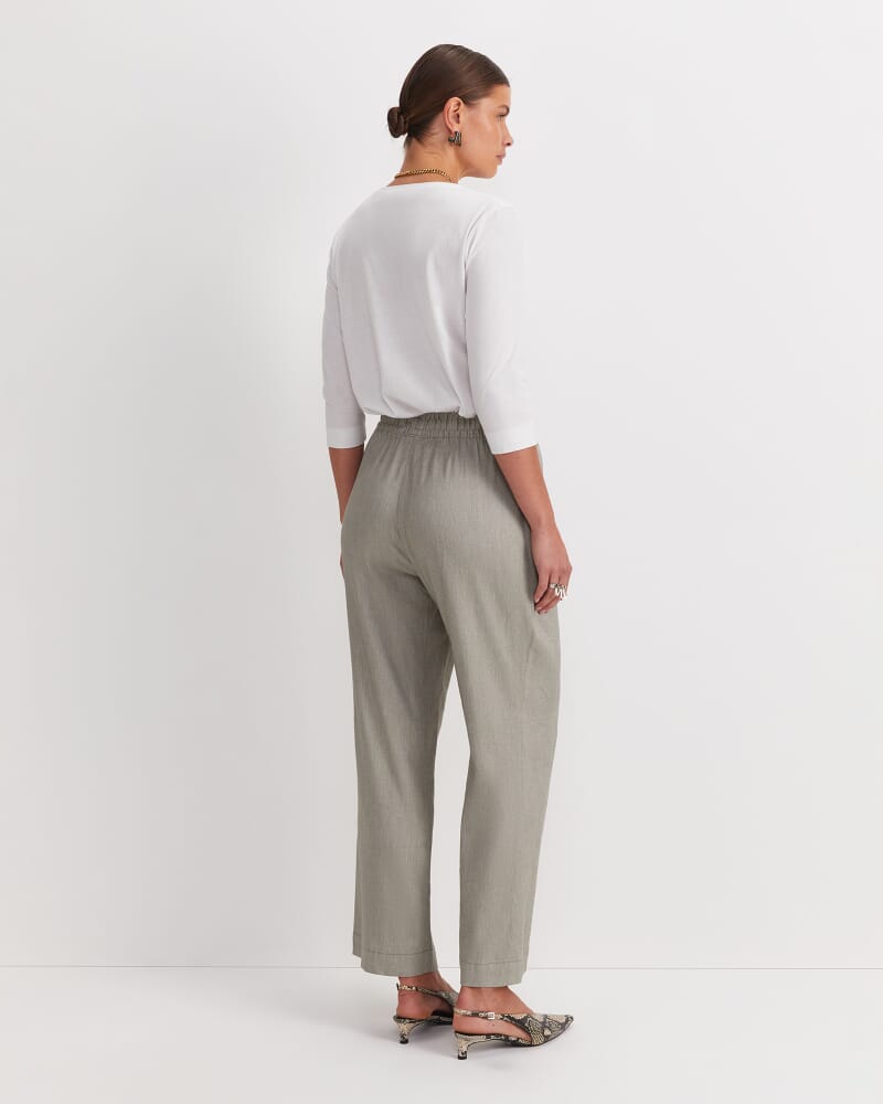 Rosa Straight Linen Pant in SOFT KHAKI