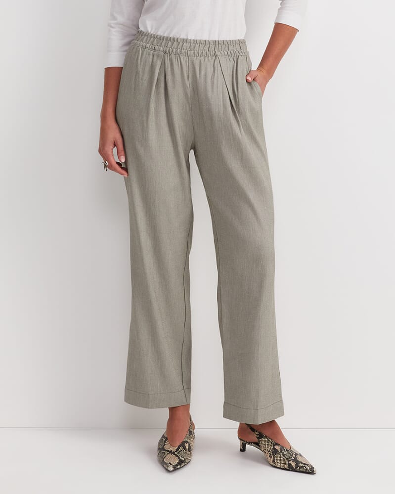 Rosa Straight Linen Pant in SOFT KHAKI