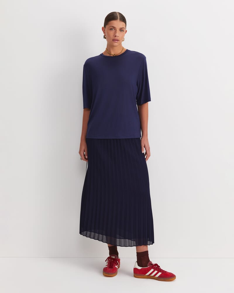 Sylvie Draped Jersey Top in NAVY