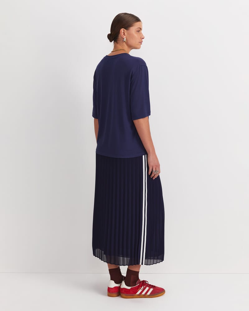 Sylvie Draped Jersey Top in NAVY