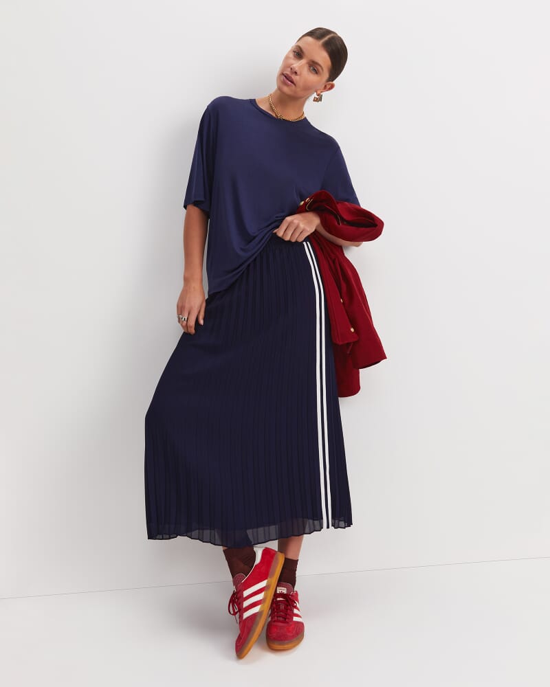 Sylvie Draped Jersey Top in NAVY