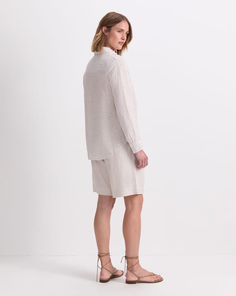 Dahlia Stripe Linen Shirt in NATURAL/IVORY