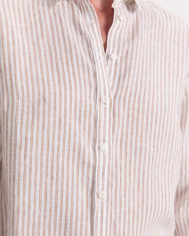 Dahlia Stripe Linen Shirt in NATURAL/IVORY