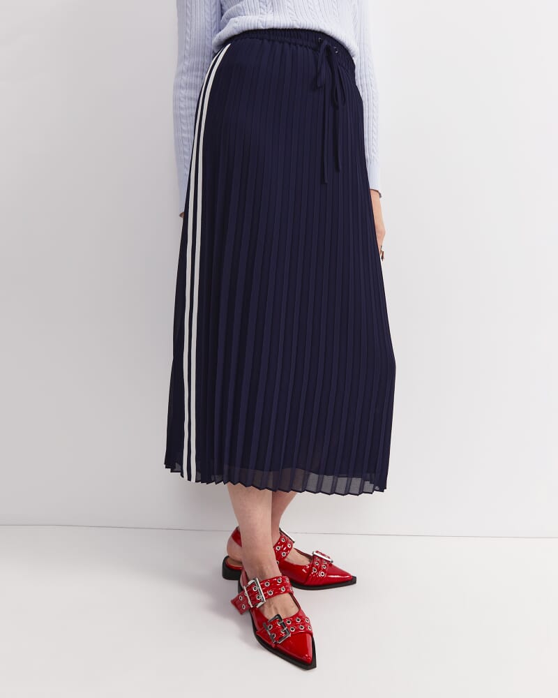 Lumi Pleated Midi Skirt in FRENCH NAVY