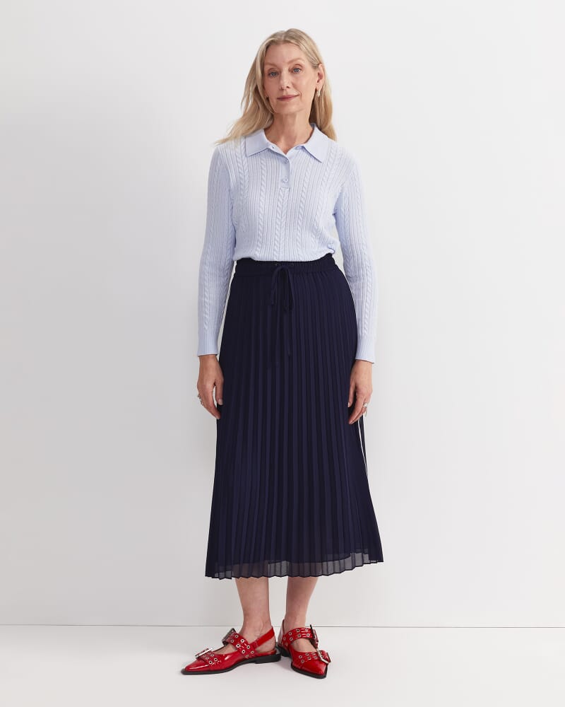 Lumi Pleated Midi Skirt in FRENCH NAVY