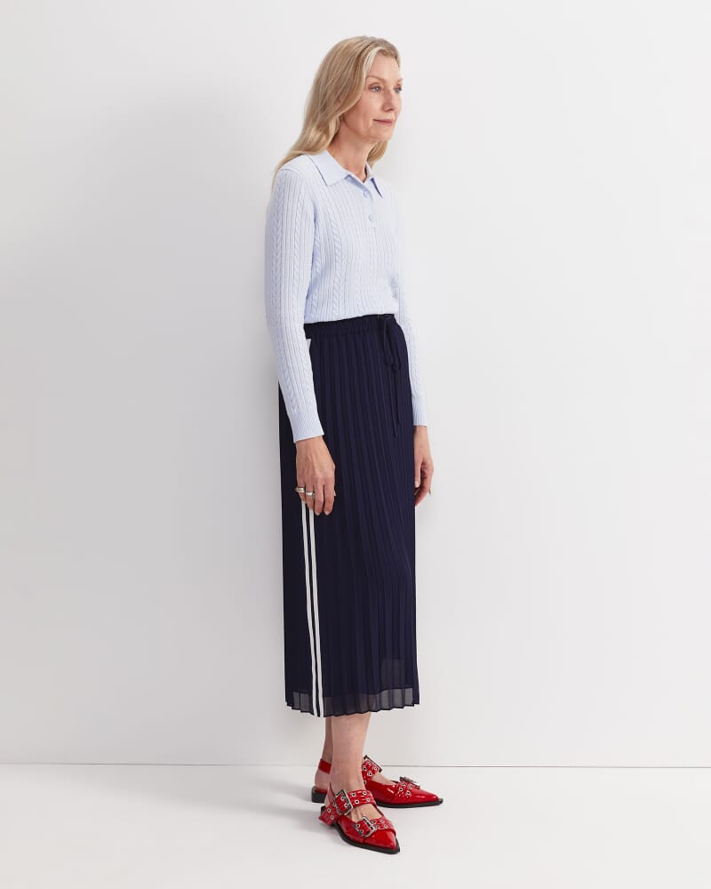 Lumi Pleated Midi Skirt in FRENCH NAVY