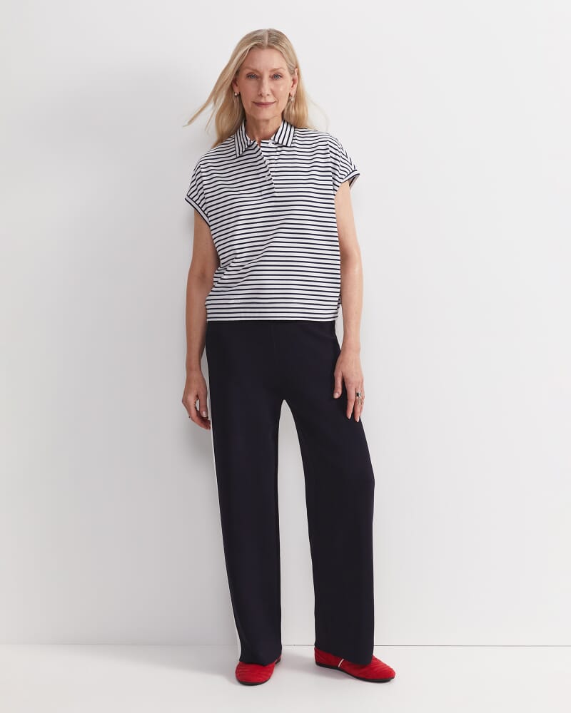 Marjorie Stripe Tee in WHITE/NAVY