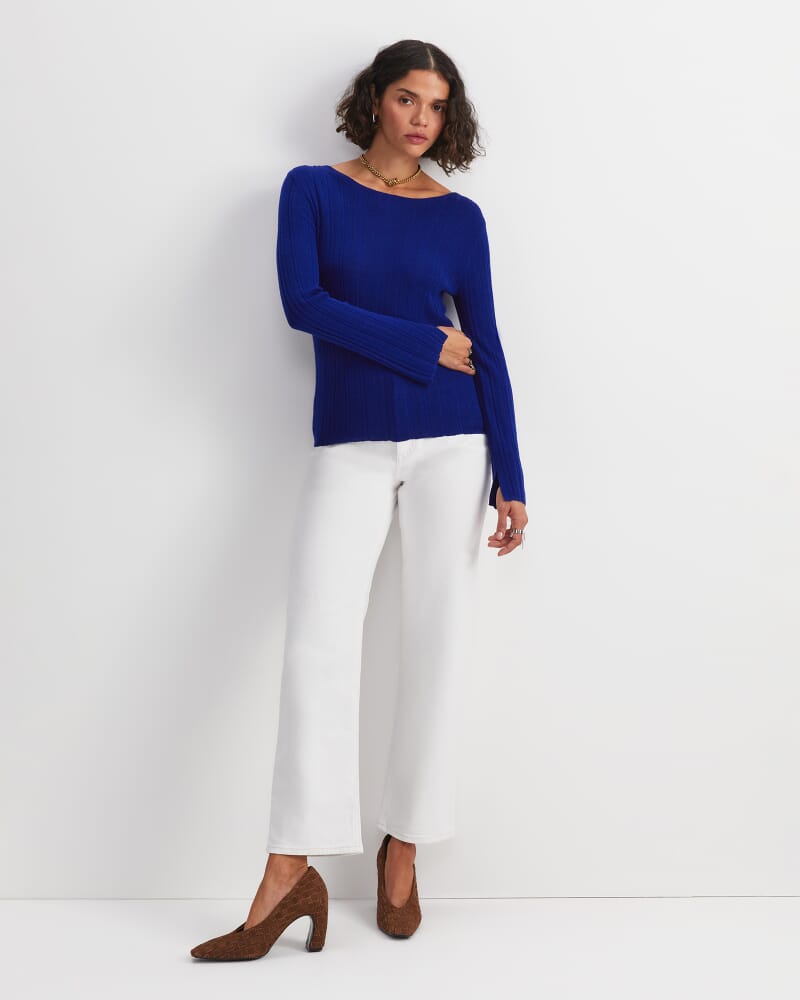 Silk Wool Rib Knit in COBALT