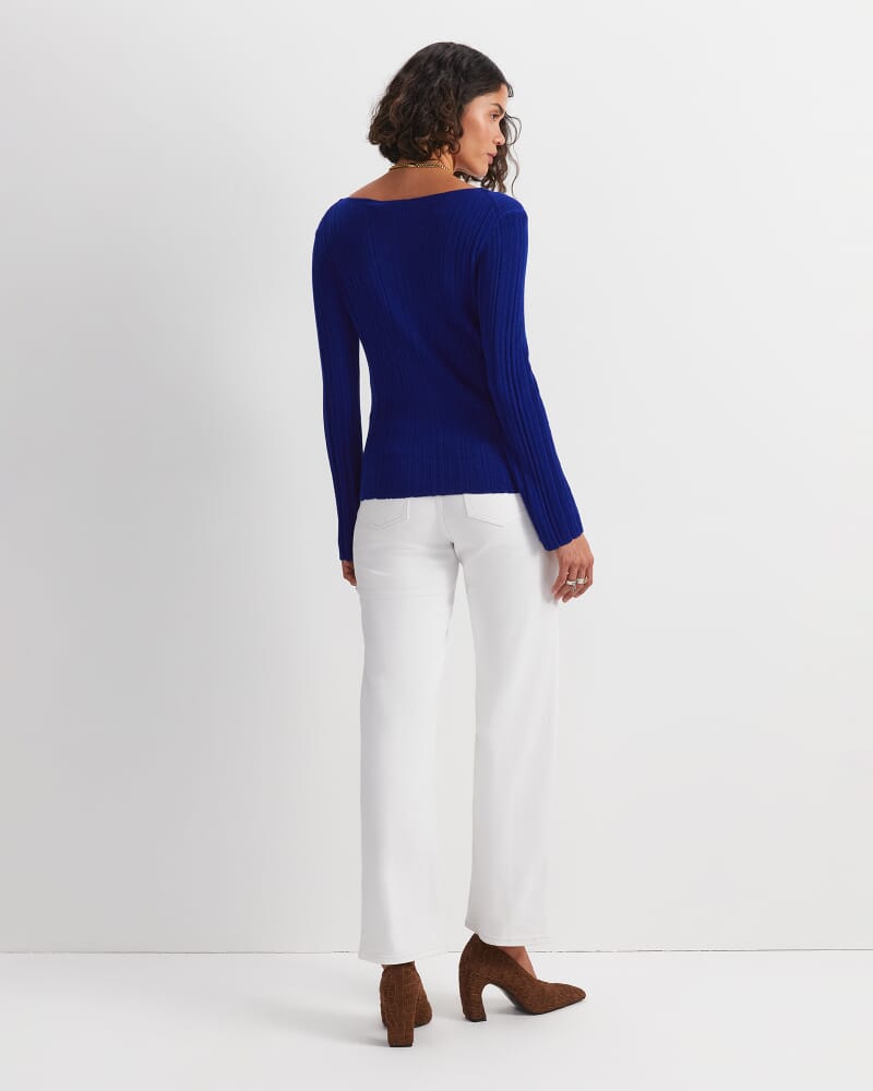 Silk Wool Rib Knit in COBALT