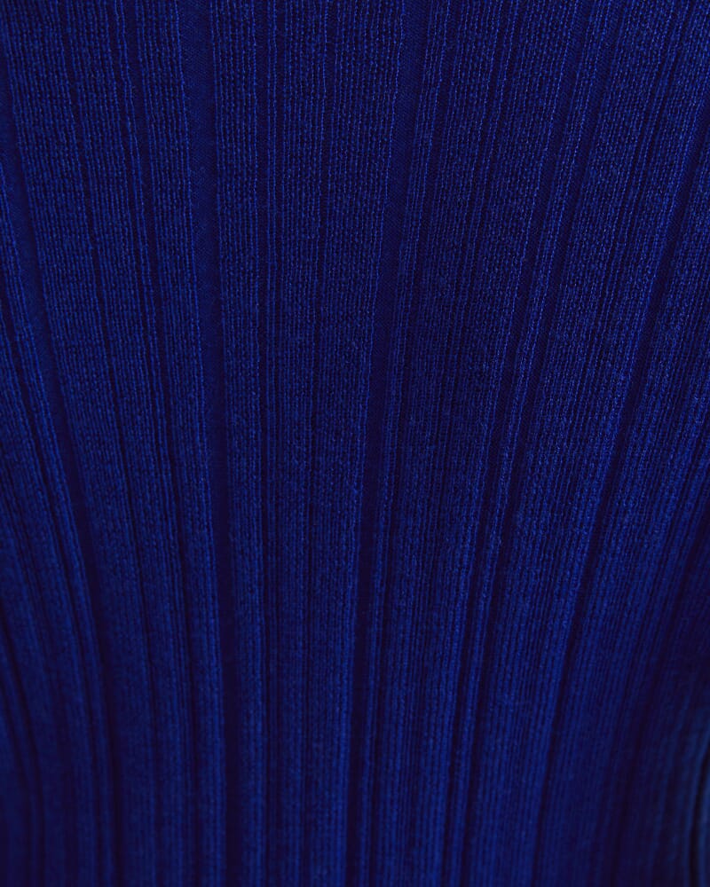 Silk Wool Rib Knit in COBALT