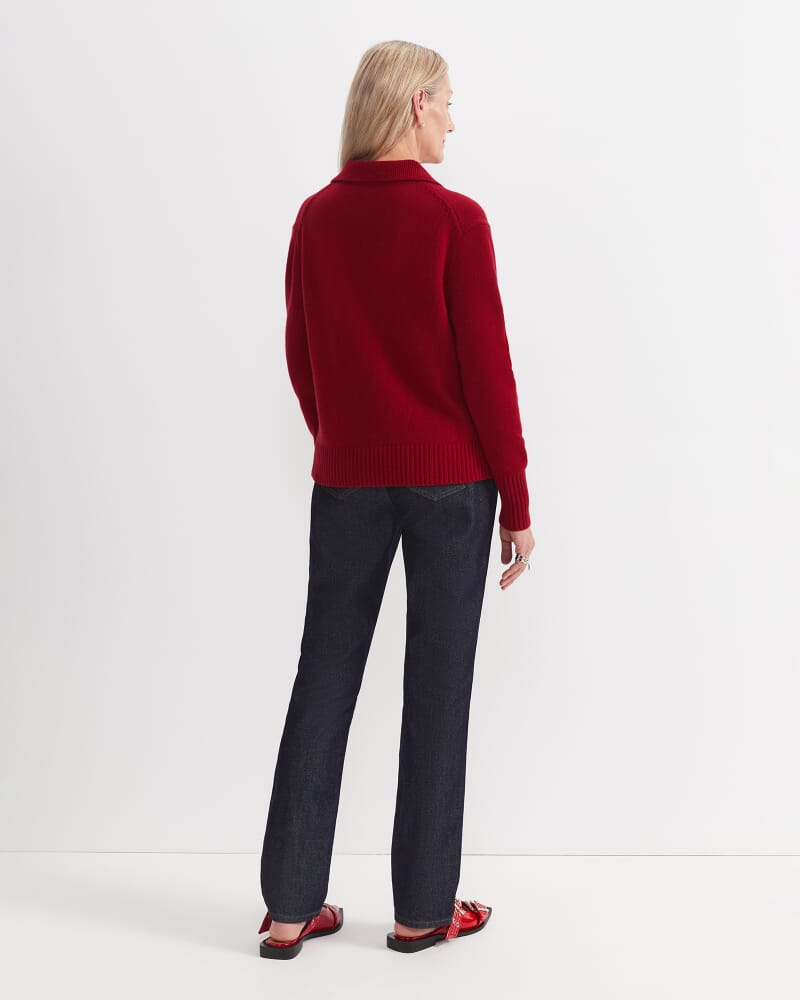 Sunshine Merino Shirt Cardigan in CHERRY