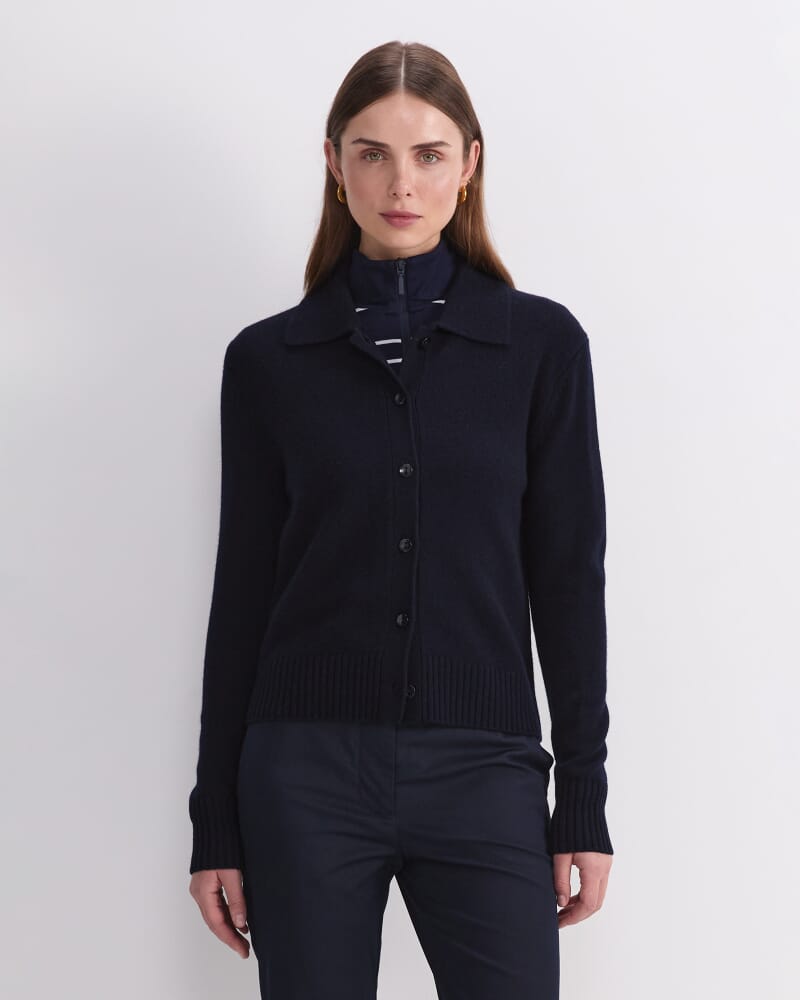 Sunshine Merino Shirt Cardigan in NAVY