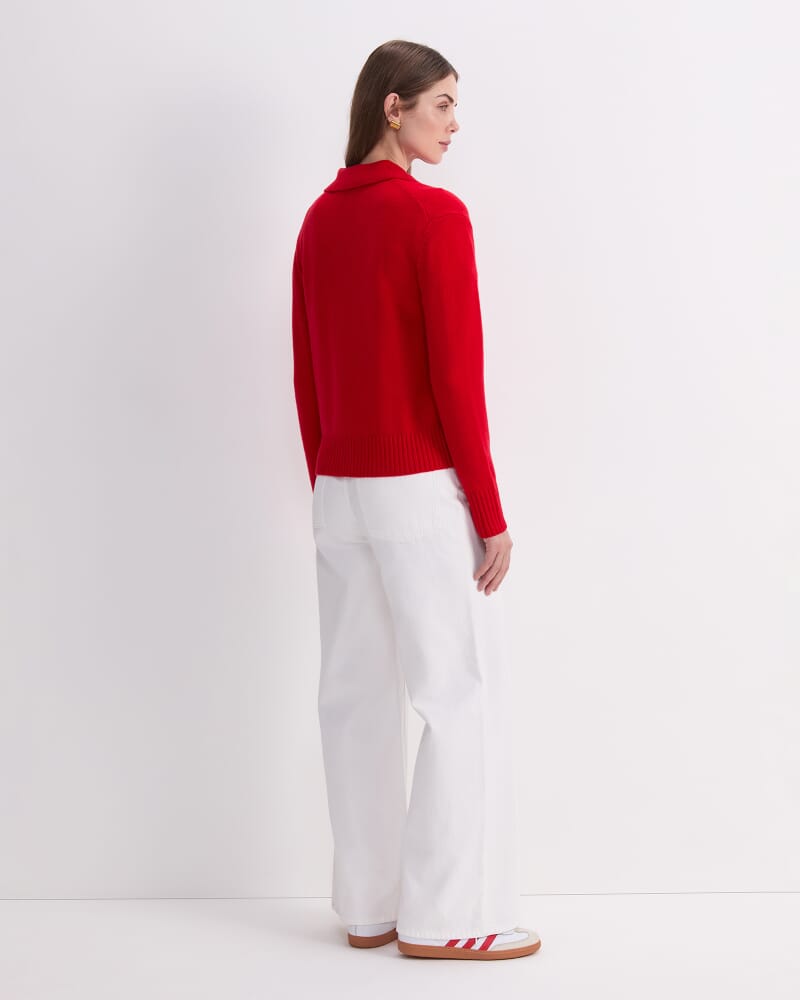 Sunshine Merino Shirt Cardigan in RED