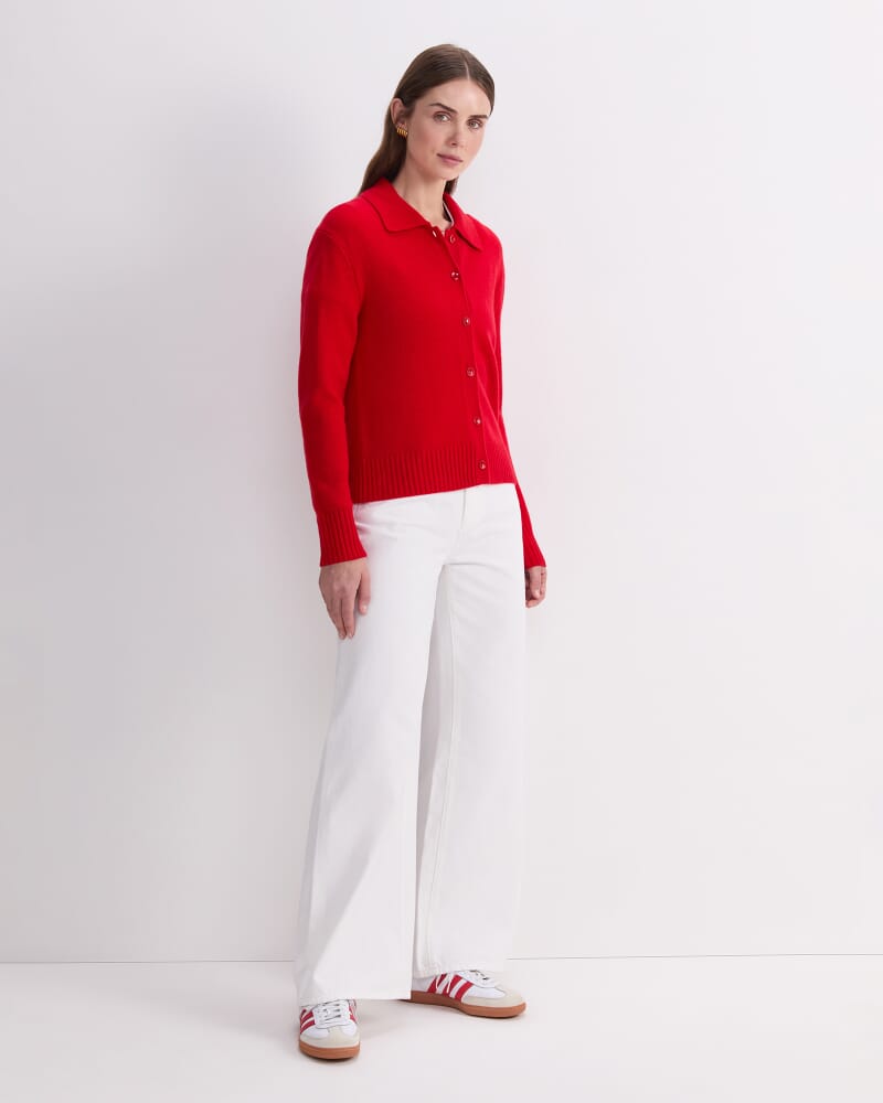 Sunshine Merino Shirt Cardigan in RED