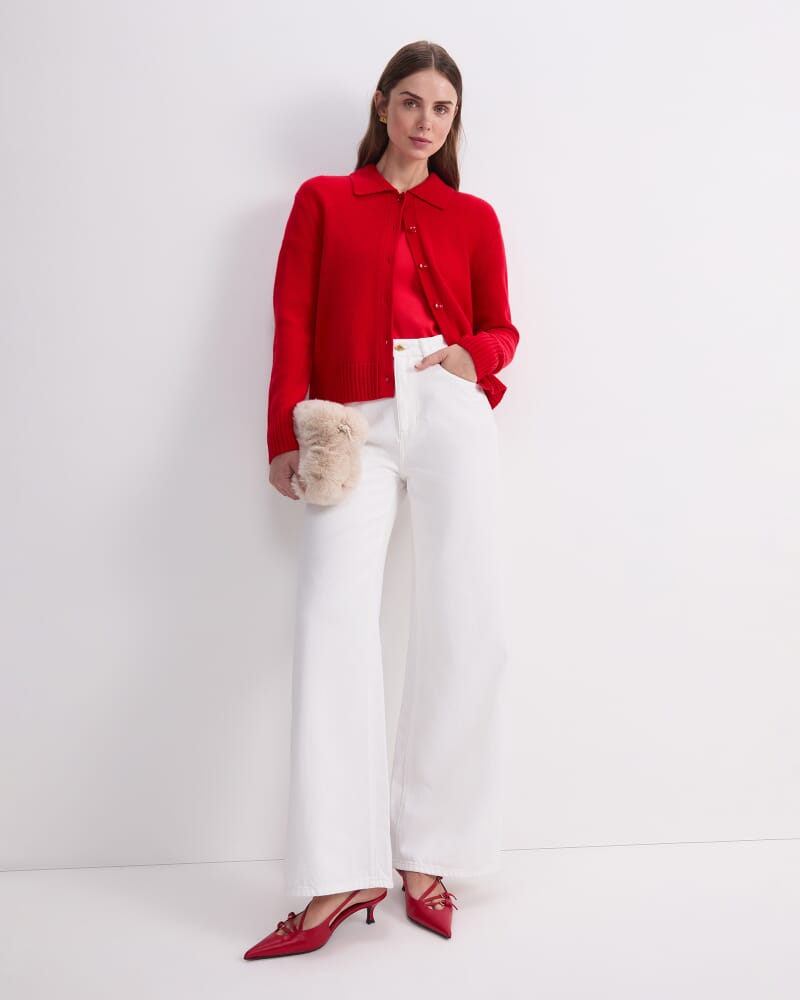 Sunshine Merino Shirt Cardigan in RED
