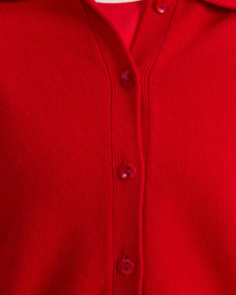 Sunshine Merino Shirt Cardigan in RED