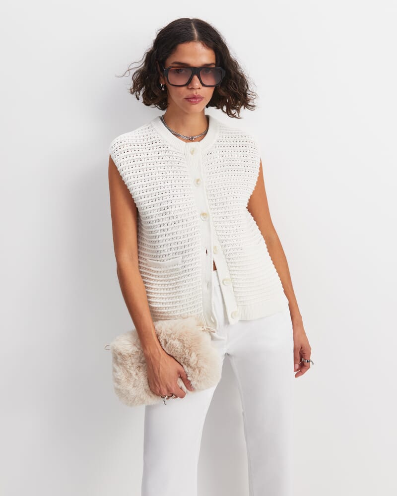 Crochet Relaxed Vest in WHITE