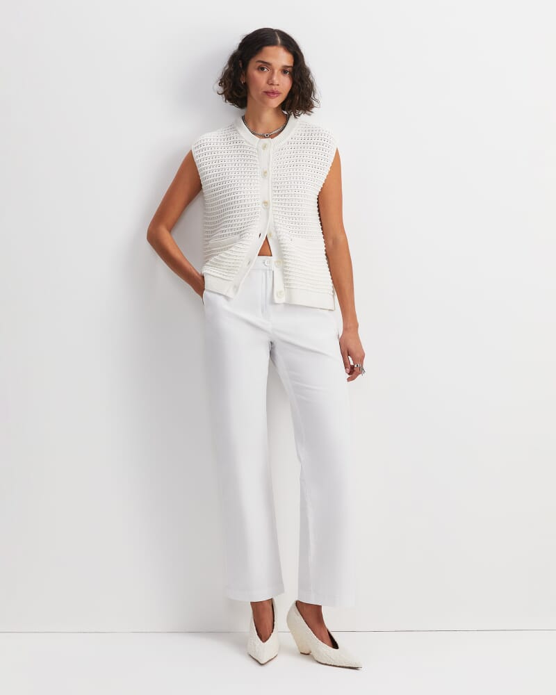 Crochet Relaxed Vest in WHITE