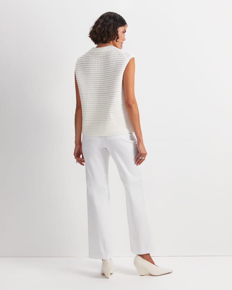 Crochet Relaxed Vest in WHITE