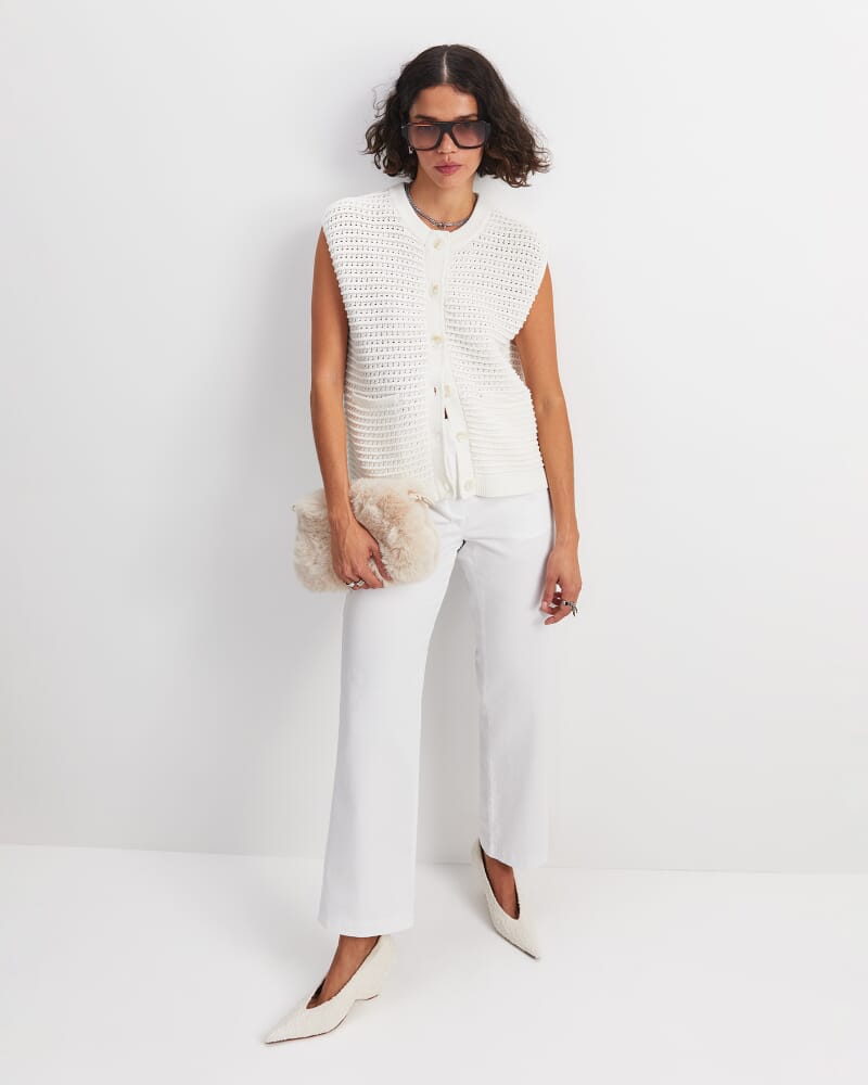 Crochet Relaxed Vest in WHITE