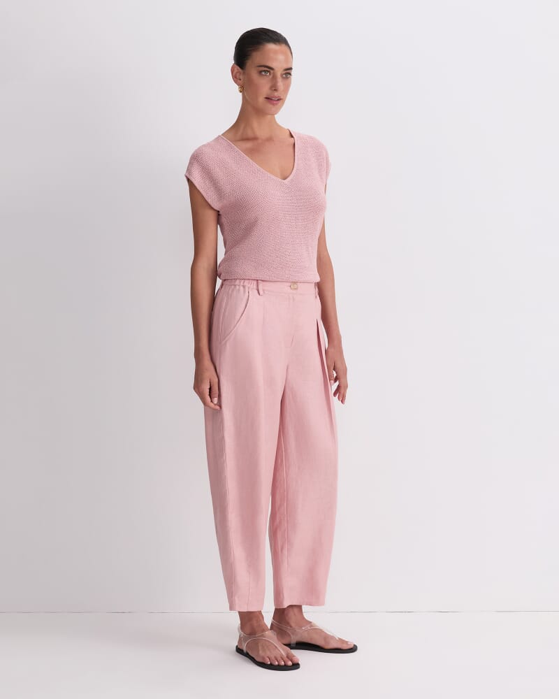 Jamie Barrel Linen Pant in DUSTY ROSE