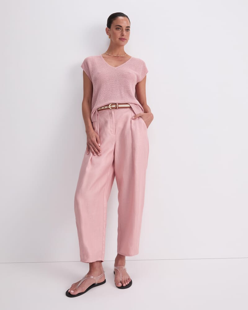 Jamie Barrel Linen Pant in DUSTY ROSE