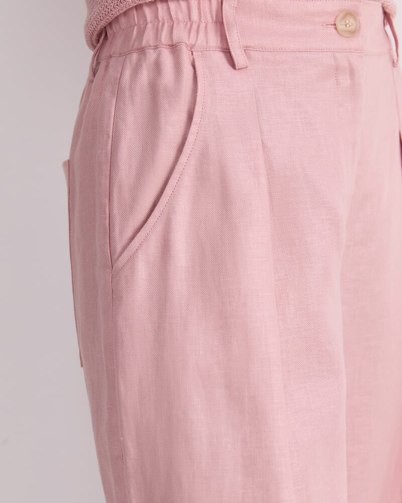Jamie Barrel Linen Pant in DUSTY ROSE
