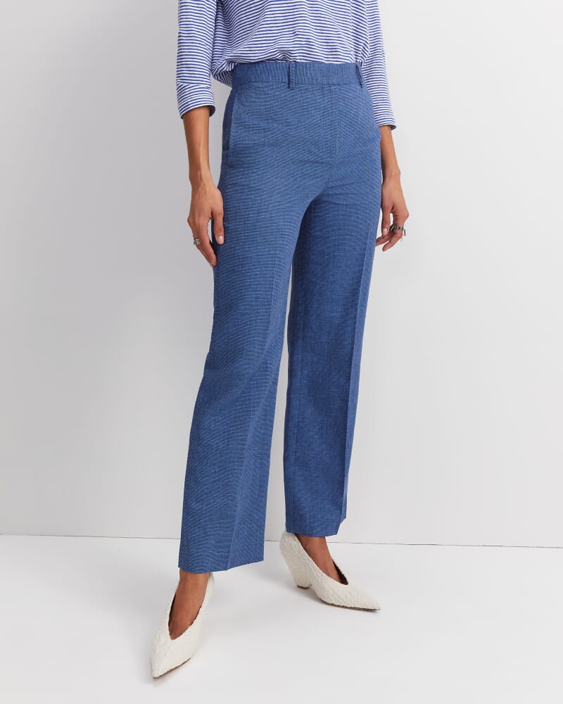 Saint Textured Straight Pant in NAVY/BLUE