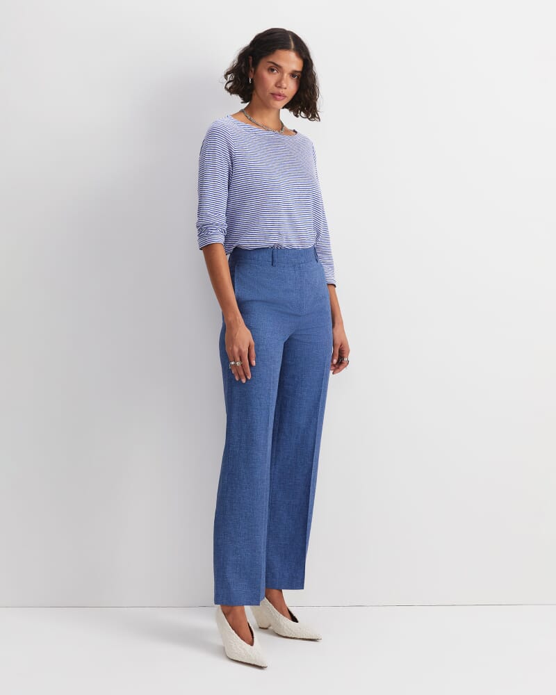 Saint Textured Straight Pant in NAVY/BLUE