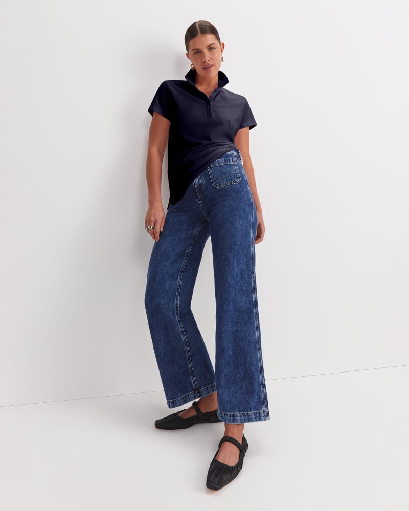 Jolene Pique Polo in NAVY