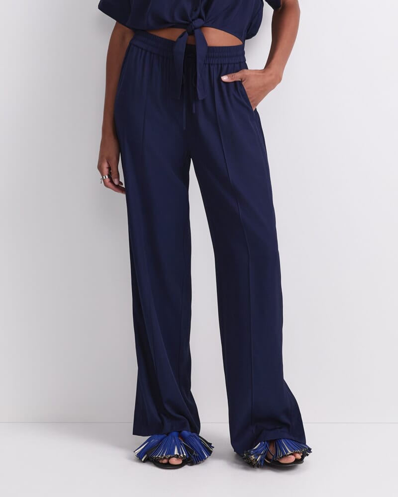 Meryem Wide Leg Pant in NAVY
