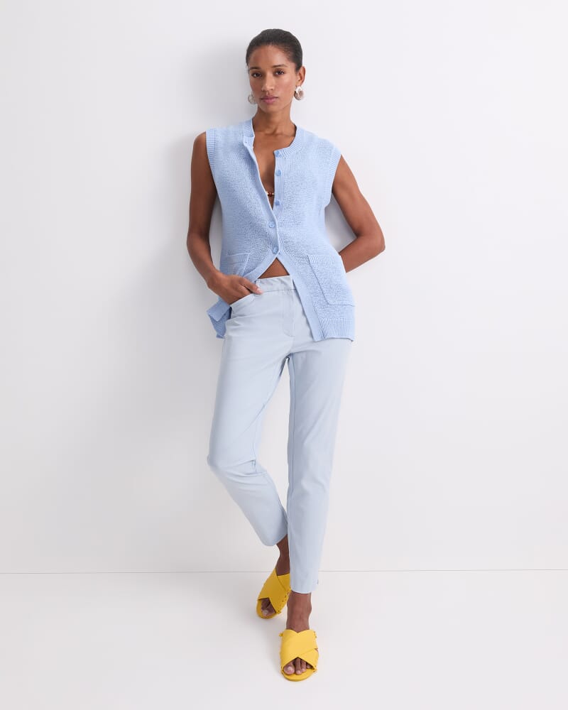 Josie Tape Yarn Vest in BLUE MIST