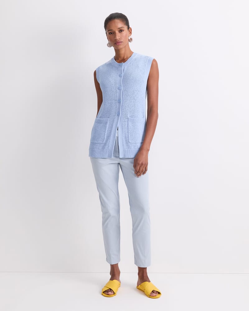 Josie Tape Yarn Vest in BLUE MIST