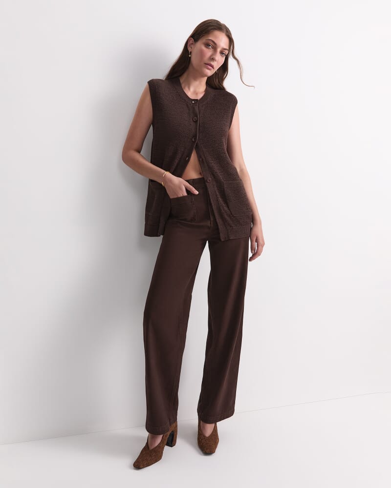 Josie Tape Yarn Vest in CHOCOLATE