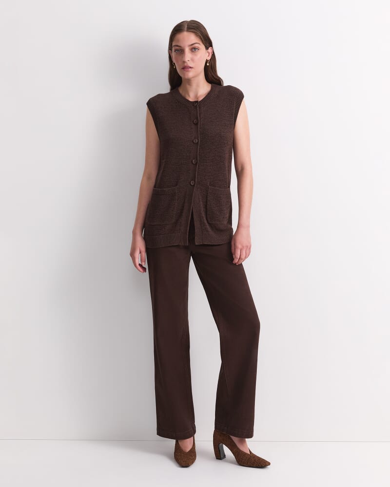 Josie Tape Yarn Vest in CHOCOLATE
