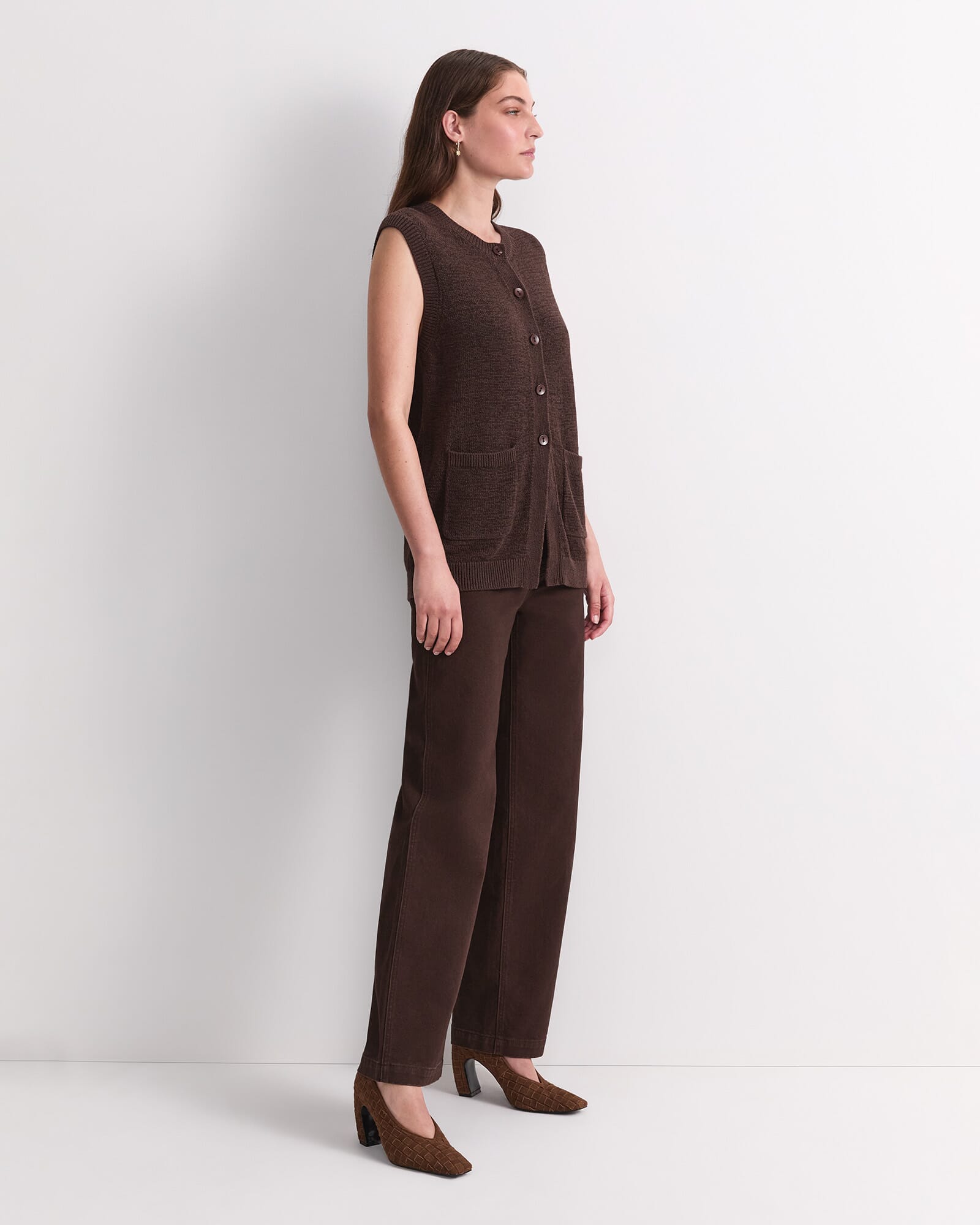 ARTS&amp;SCIENCE｜Slip on vest　ベスト　ブラウン crinkle crinkle crinkle 別注フリンジベスト*（ベスト）｜Spick