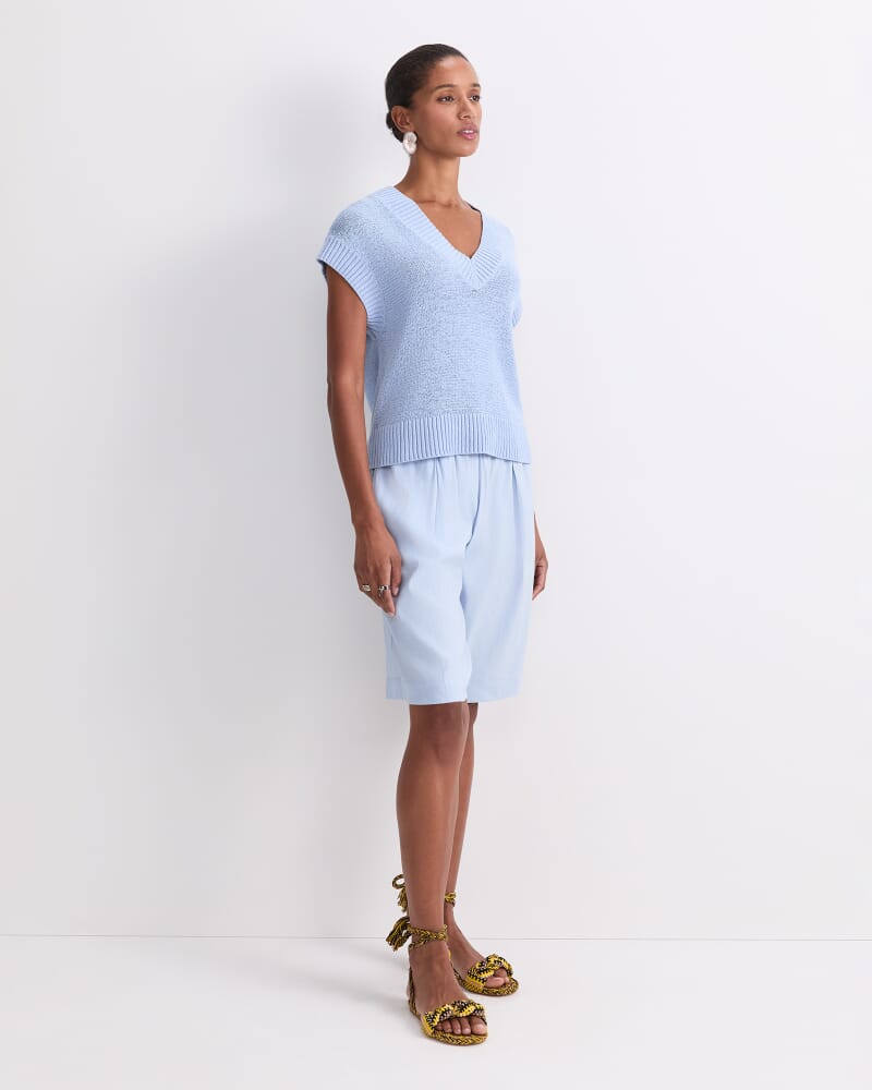 Josie Tape Yarn V-Neck Tank in BLUE MIST