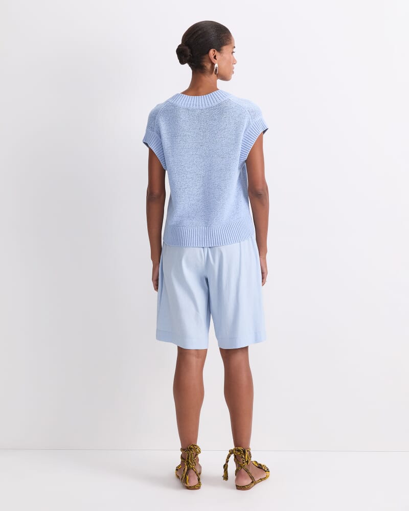 Josie Tape Yarn V-Neck Tank in BLUE MIST