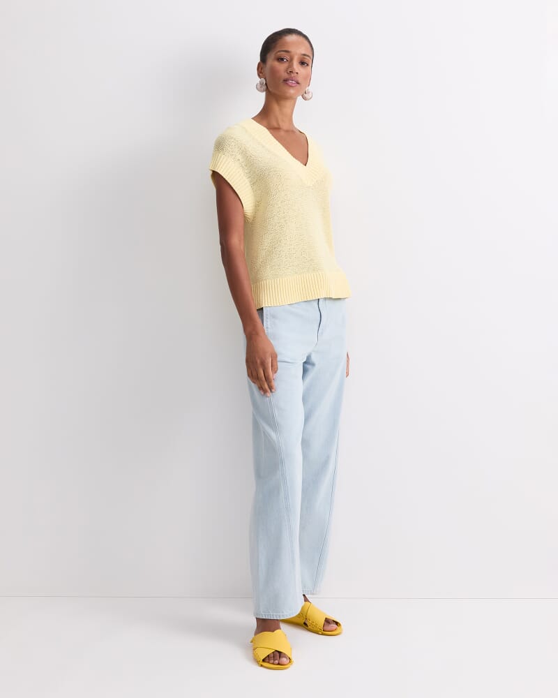 Josie Tape Yarn V-Neck Tank in LEMON